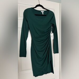 New - Leith Forest Green Ruched Midi Dress